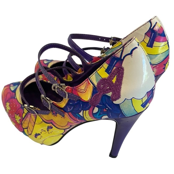 NWOTB — ACRYLICANA — FUNKY TECHNO COLOR, PURPLE STRAPPY PUMPS, Size 10 - Picture 6 of 12